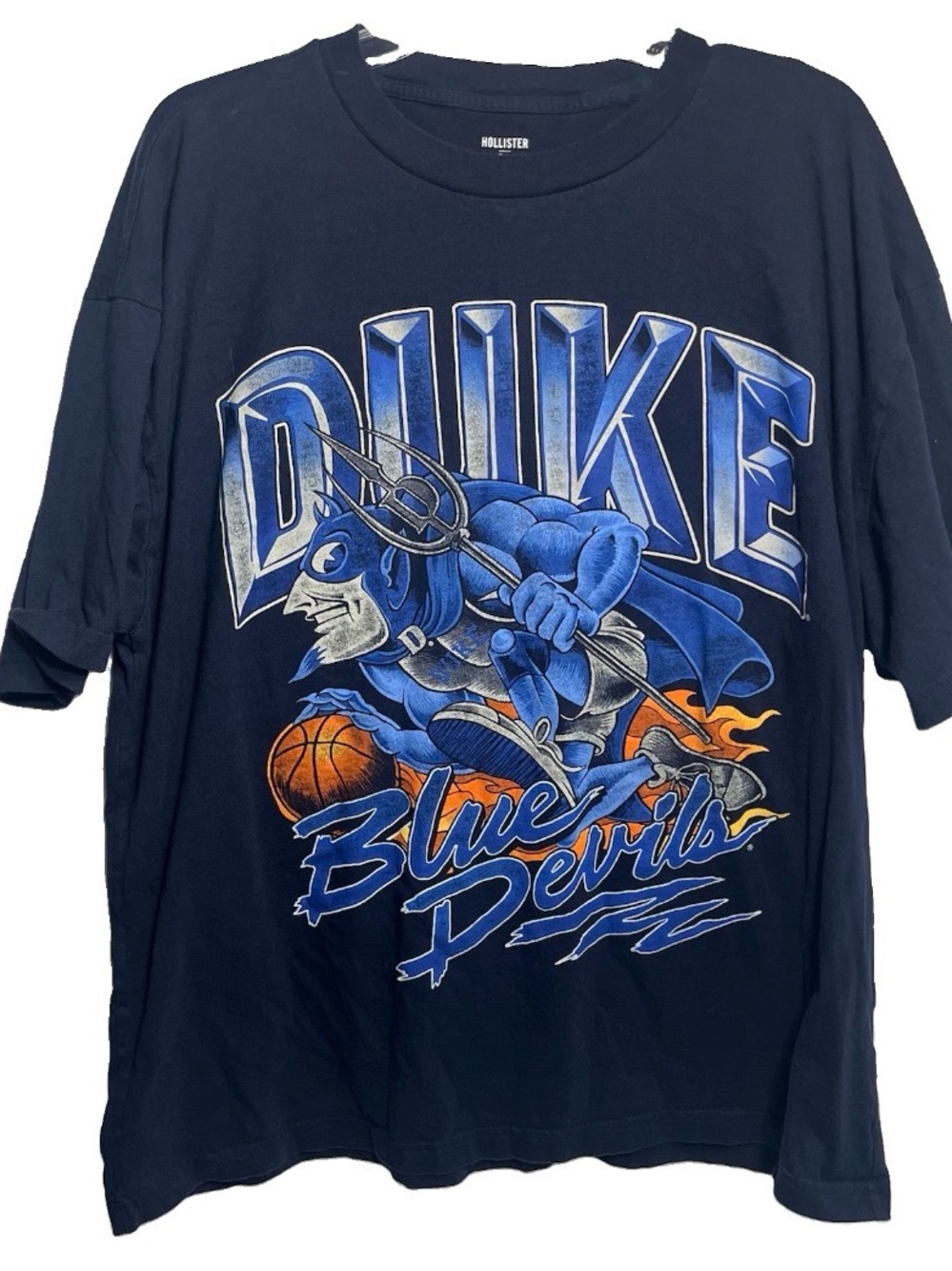NCAA Duke Blue Devils Graphic Tee T- Shirt HOLLISTER Size: XL Boxy Fit